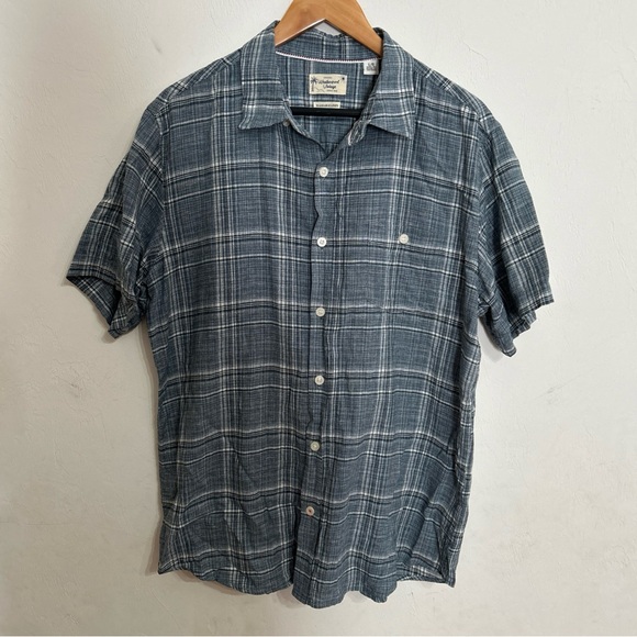 Weatherproof Other - Weatherproof Linen Shirt Navy Plaid Button-Down Shirt Size Large Washable.